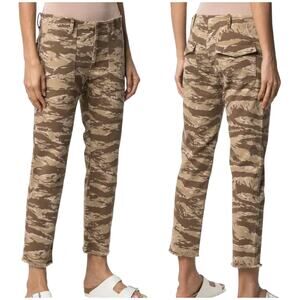 Nili Lotan NWT Camouflage Print Cropped Trousers Pant Size 8 Elastic Zip Cuff